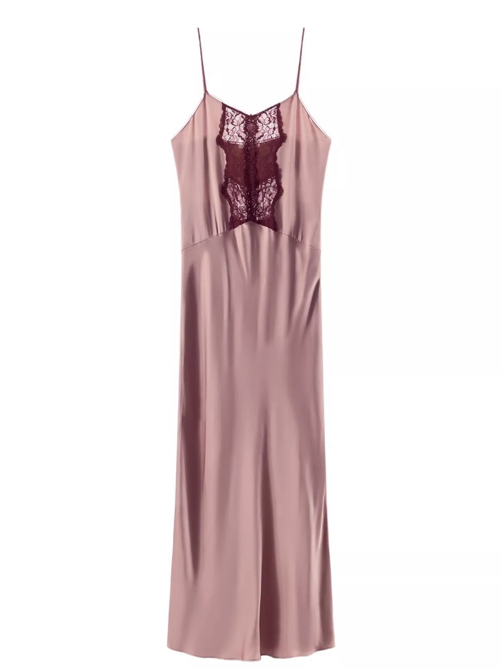 Women's Dusty Rose Satin Slip Maxi Dress